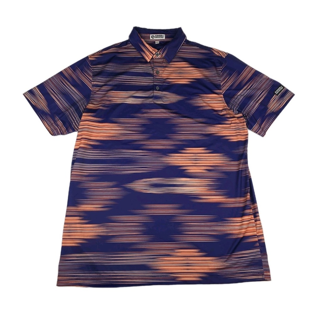 Raised By Coyotes‎ Polo Shirt Mens Large Purple Striped Short Sleeve Performance